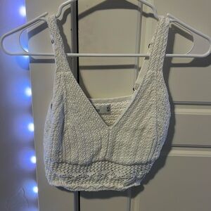 White knitted crop top